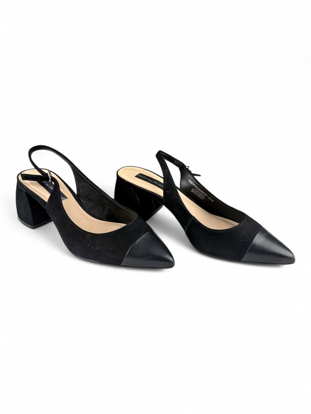 Steven by Steve Madden Black Leather Slingback Block Heel Pumps 8.5